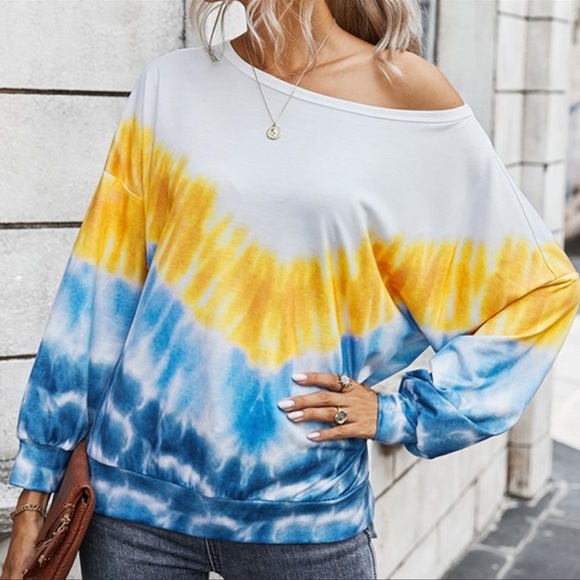 SUPER SOFT WIDE NECK TIE DYE TOP - Picture 1 of 2
